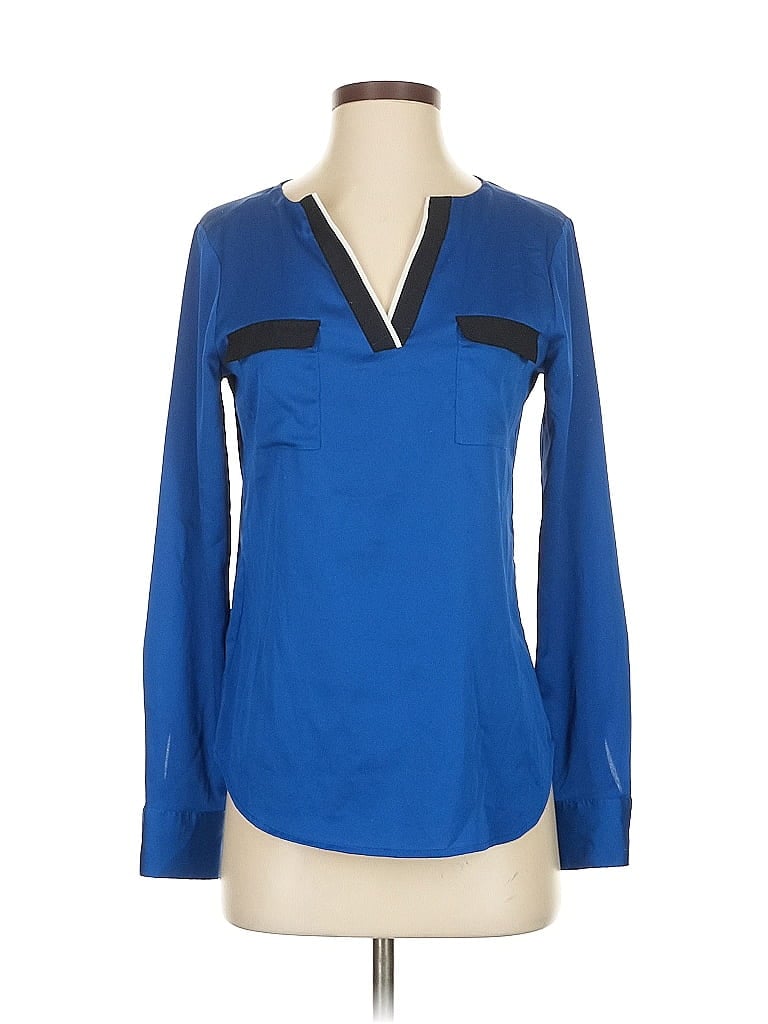 Pre-owned Ann Taylor Long Sleeve Blouse In Blue