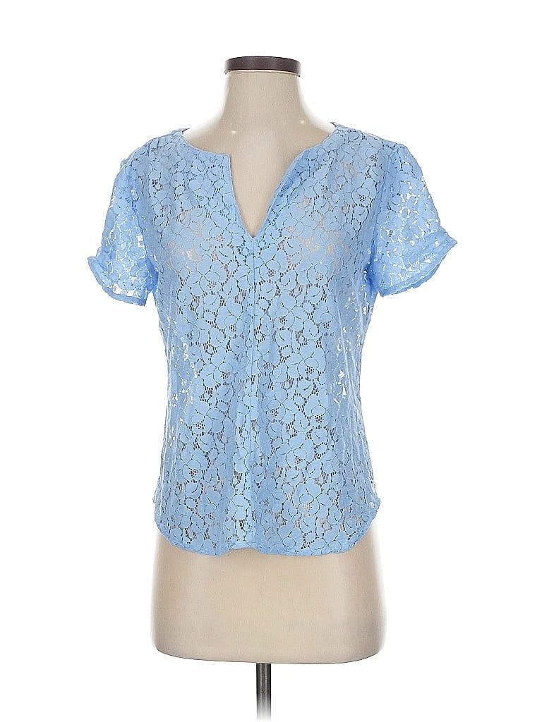 Click to view more detailed imagery on our partner's website Pre-owned New York And Company Short Sleeve Blouse In Blue