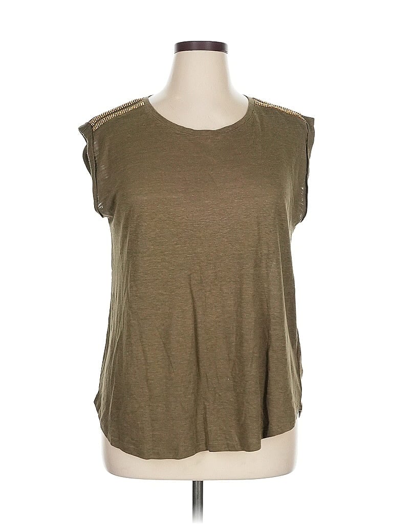 Pre-owned Michael Michael Kors Short Sleeve Top Brown Scoop Neck Tops