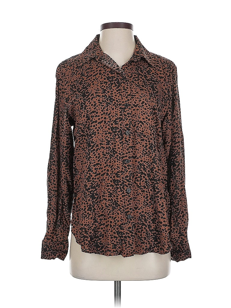 Pre-owned Beachlunchlounge Long Sleeve Blouse In Brown