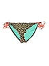 SOFIA Animal Print Green Brown Swimsuit Bottoms Size L - photo 1