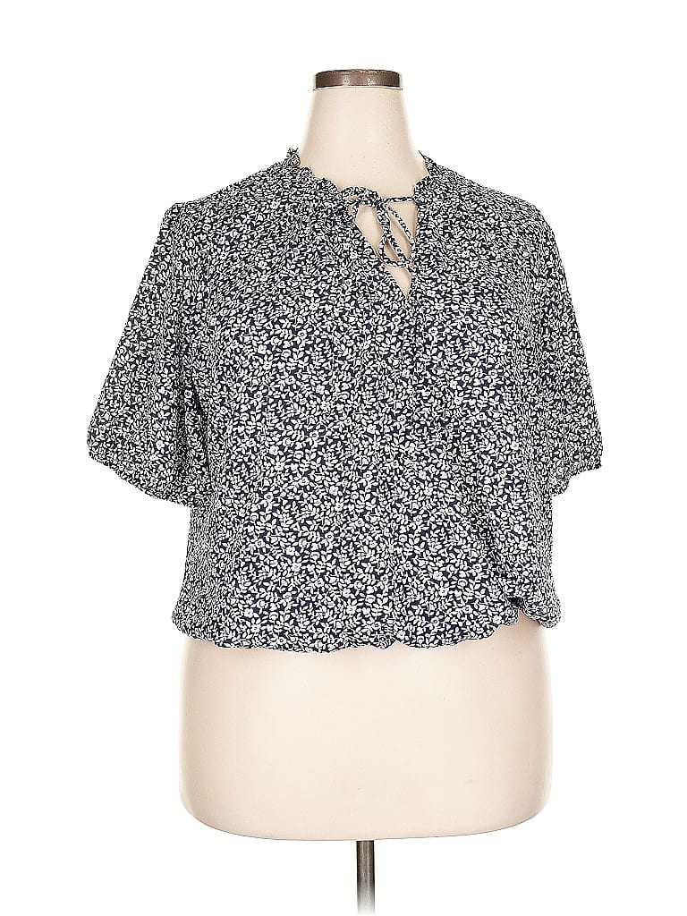 Pre-owned Gilli Short Sleeve Blouse In Gray