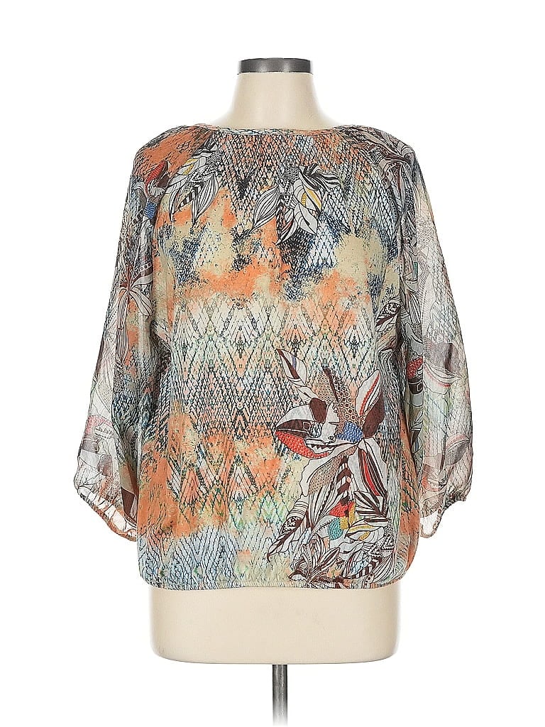 Pre-owned Chico's 3/4 Sleeve Blouse In Silver