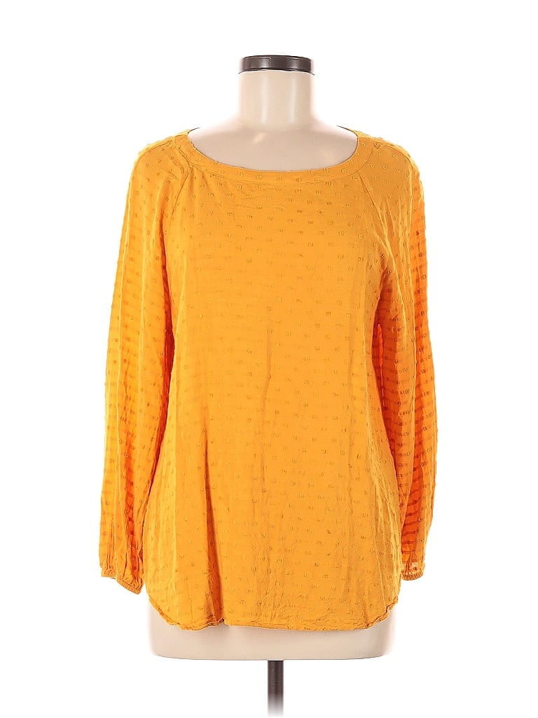 Pre-owned Ann Taylor Loft Outlet 3/4 Sleeve Top Yellow Boatneck Tops