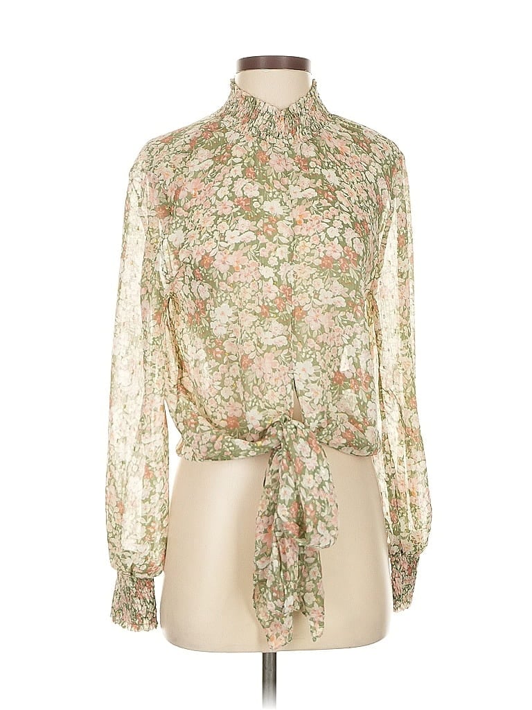 Pre-owned Olivaceous Long Sleeve Blouse In White