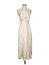 Express 100% Polyester Metallic Ivory Cocktail Dress Size S - photo 1
