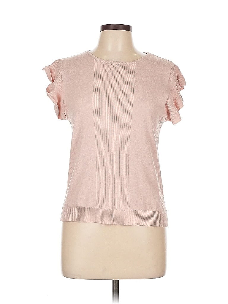 Pre-owned Vila Milano Short Sleeve Top Pink Ruffles Neckline Tops