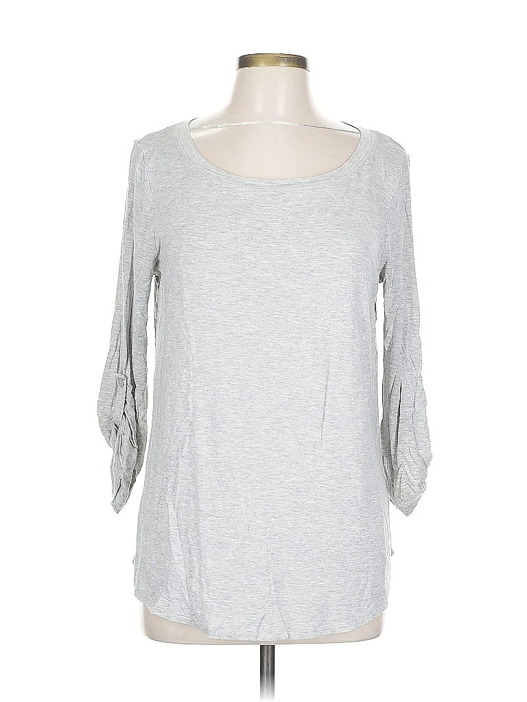 Pre-owned Cupio 3/4 Sleeve Top Gray Boatneck Tops