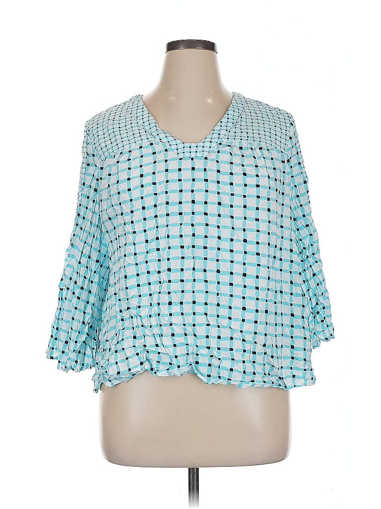 Pre-owned Crown & Ivy 3/4 Sleeve Blouse In Blue