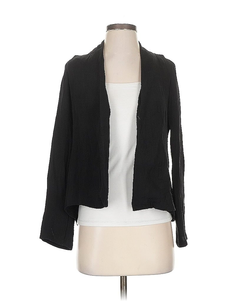 Pre-owned Eileen Fisher Silk Cardigan Sweater In Black