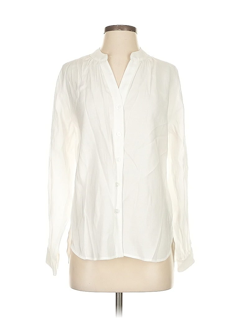 Pre-owned Cabi Long Sleeve Blouse In White