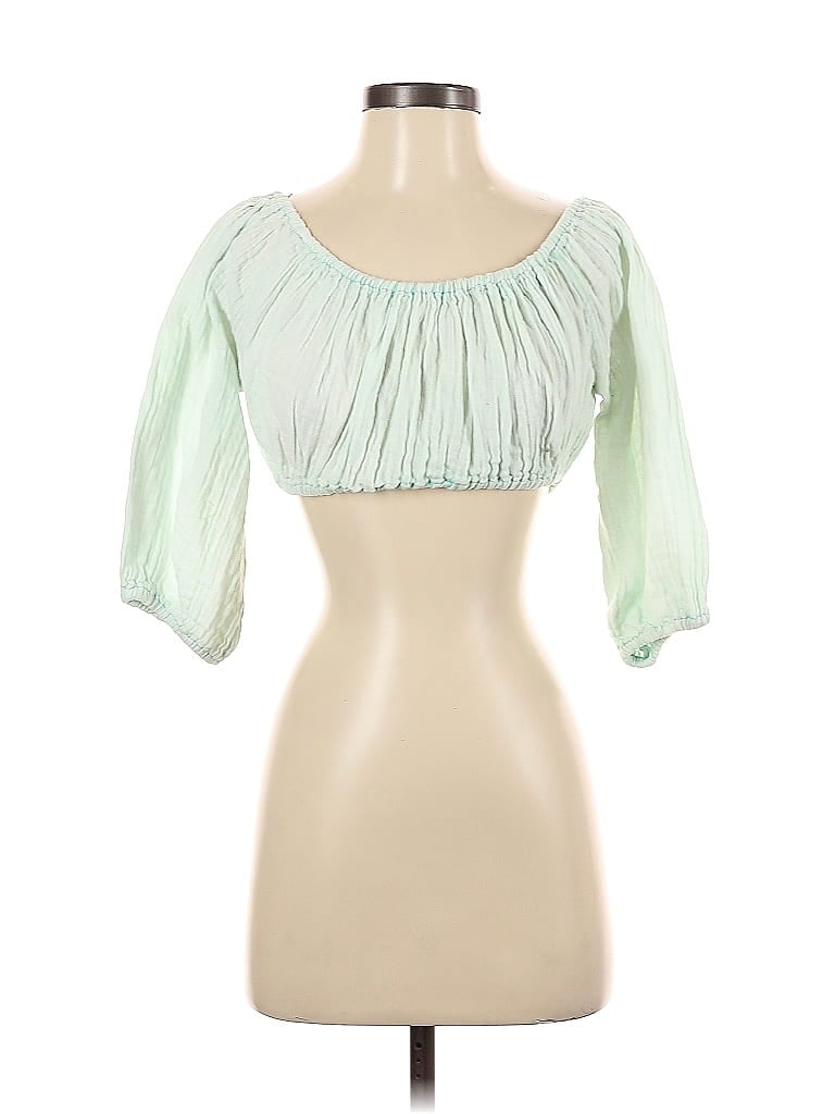 Pre-owned Asos Design 3/4 Sleeve Blouse In Green