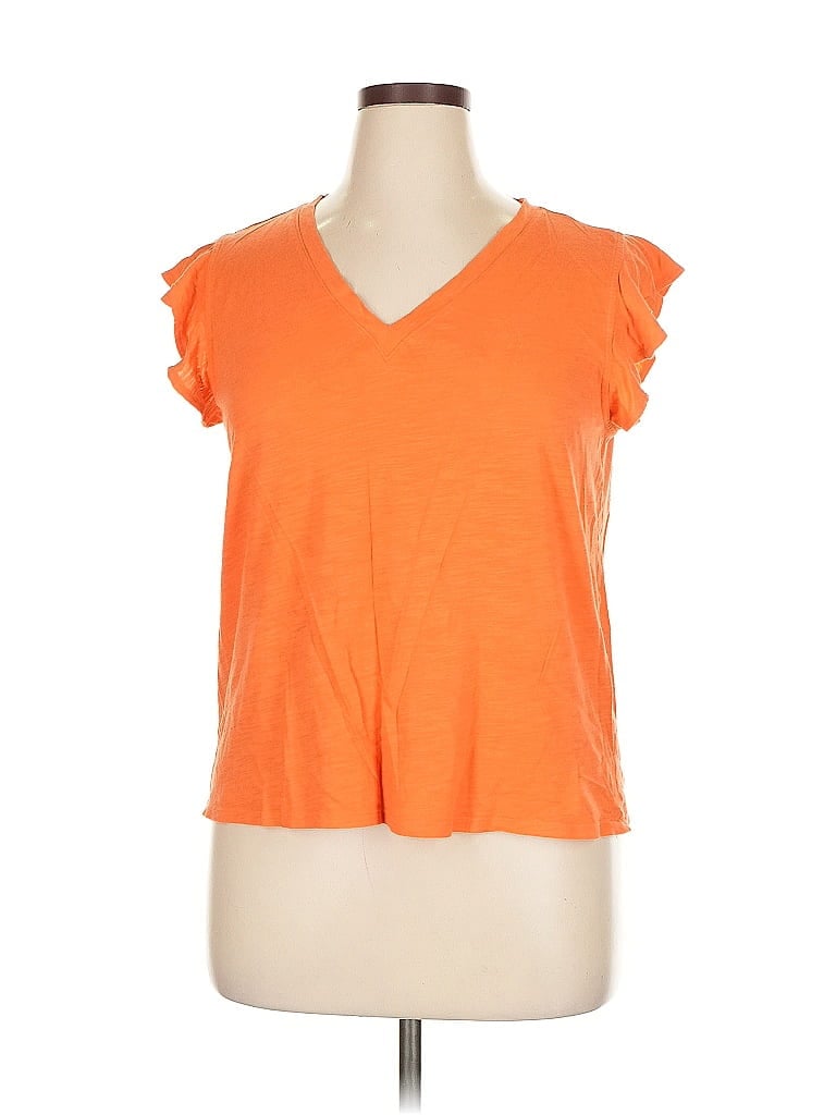 Pre-owned Ann Taylor Loft Outlet Short Sleeve Top Orange V Neck Tops