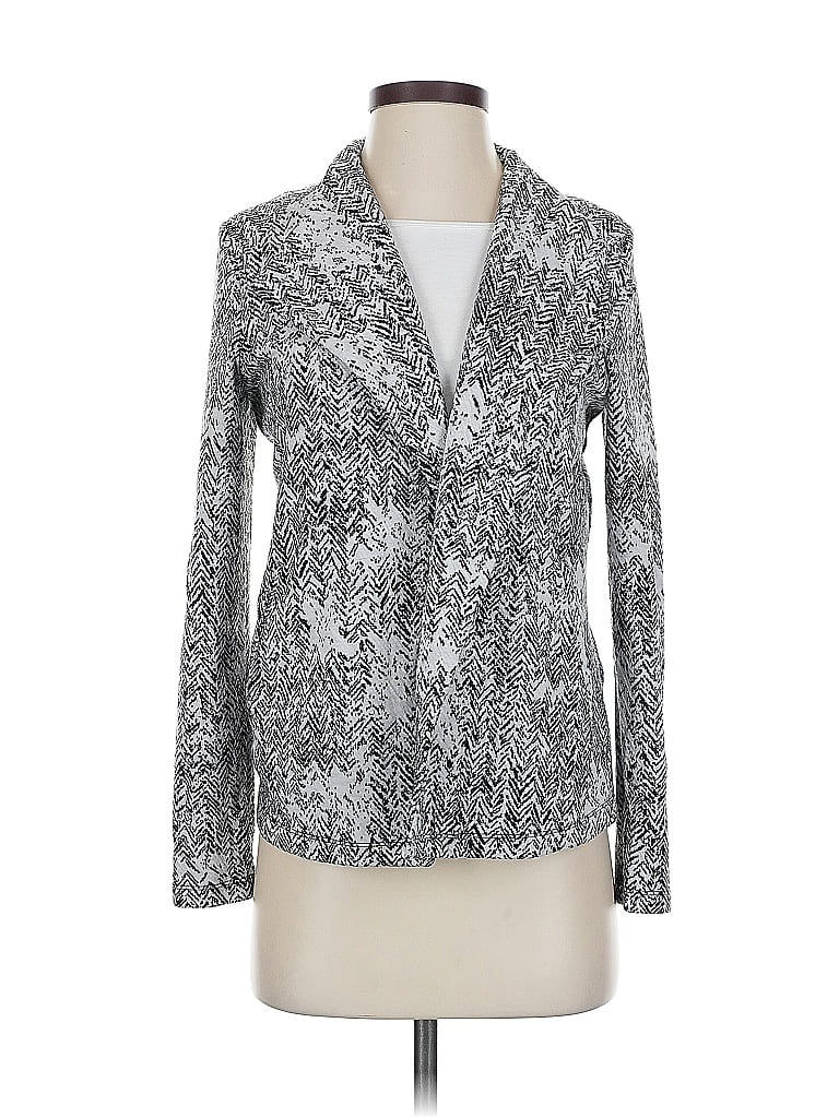 Pre-owned Nic + Zoe Blazer Jacket In Silver