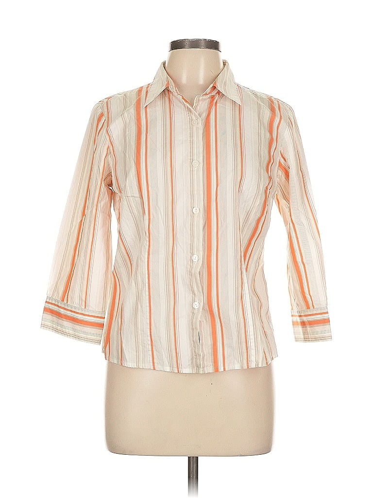 Pre-owned Style & Co 3/4 Sleeve Button Down Shirt In Orange