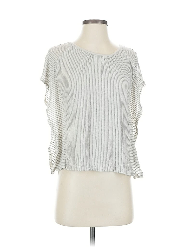 PUREJILL Pre-owned Short Sleeve Top Silver Cold Shoulder Neckline Tops