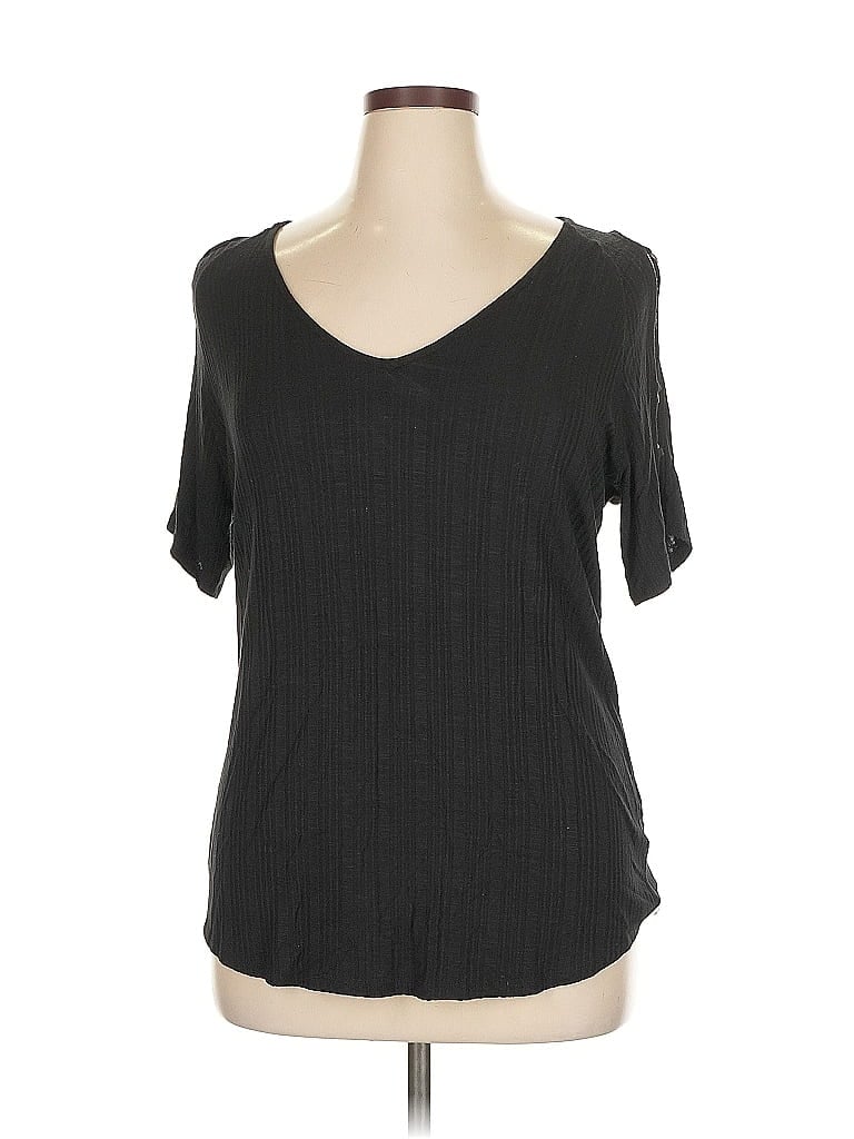 JENNIFER LOPEZ Pre-owned Short Sleeve Top Black V Neck Tops