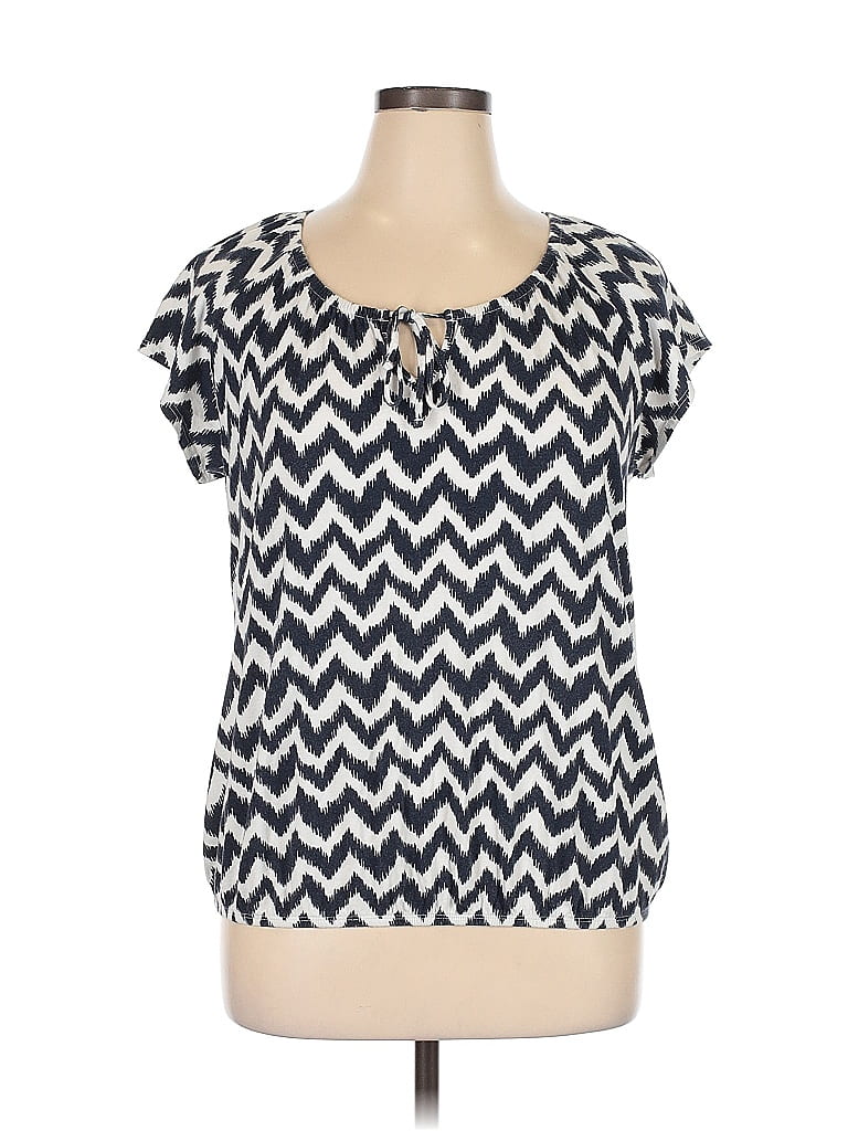 Pre-owned St. John's Bay Short Sleeve Blouse In Blue