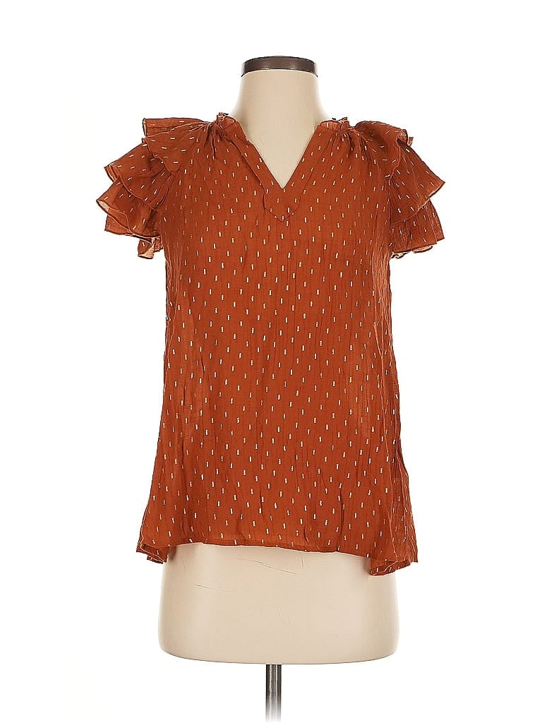 Click to view more detailed imagery on our partner's website Pre-owned Nanette Lepore Short Sleeve Blouse In Orange