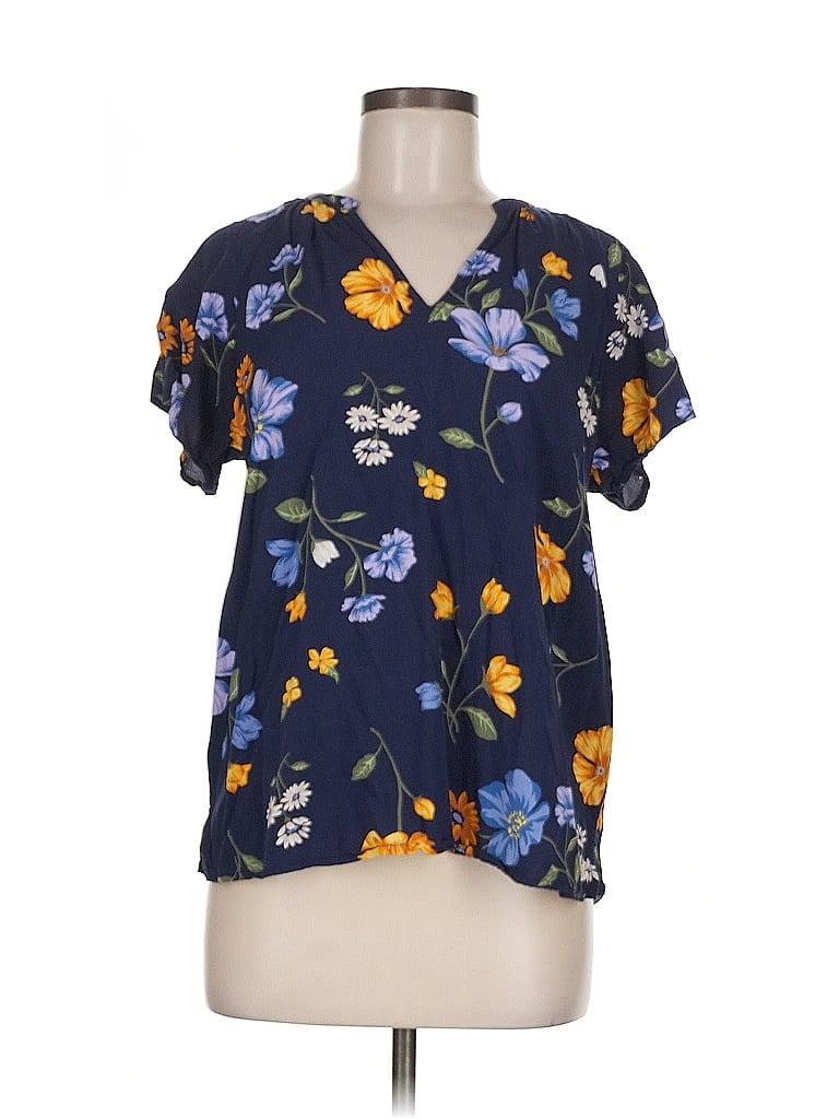 Pre-owned Old Navy Short Sleeve Blouse In Blue