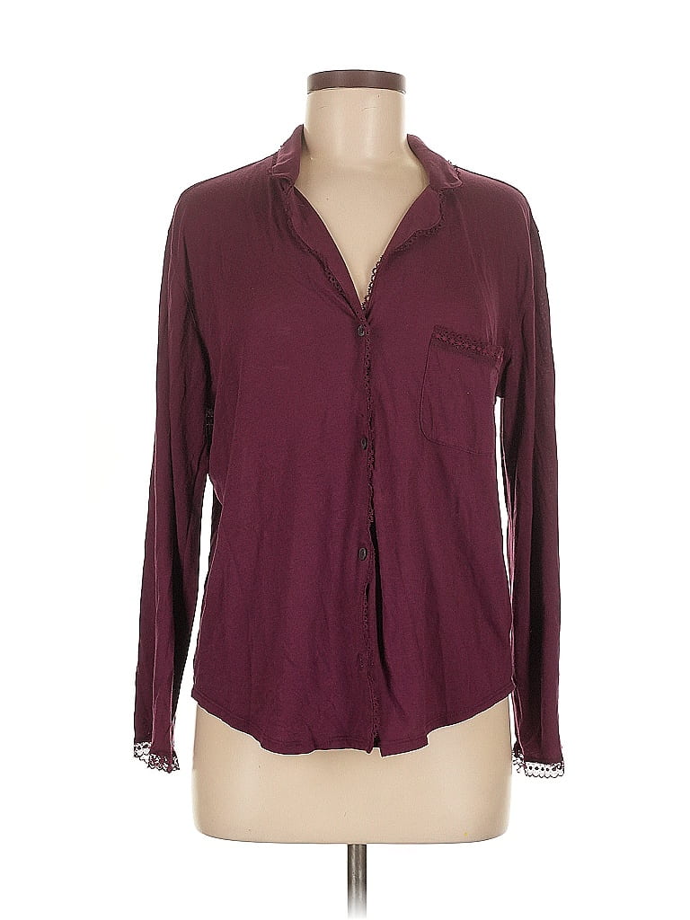 Pre-owned Victoria's Secret Long Sleeve Blouse In Burgundy