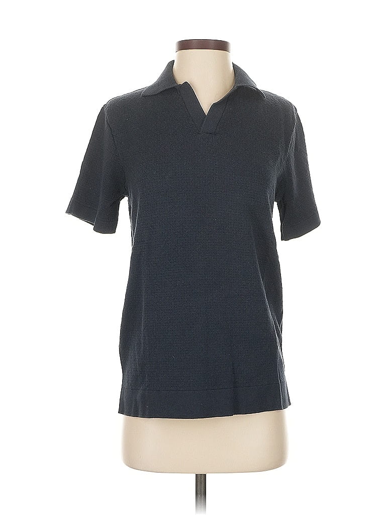 Click to view more detailed imagery on our partner's website Pre-owned Kenneth Cole New York Short Sleeve Top Gray Collared Neckline Tops