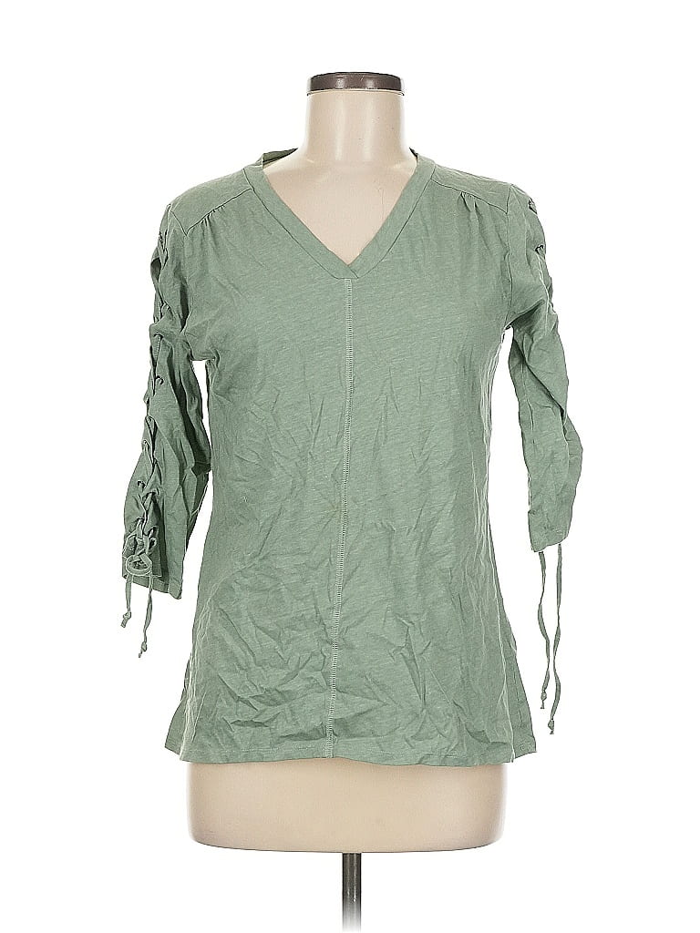 Pre-owned Simply Noelle 3/4 Sleeve T-shirt In Green