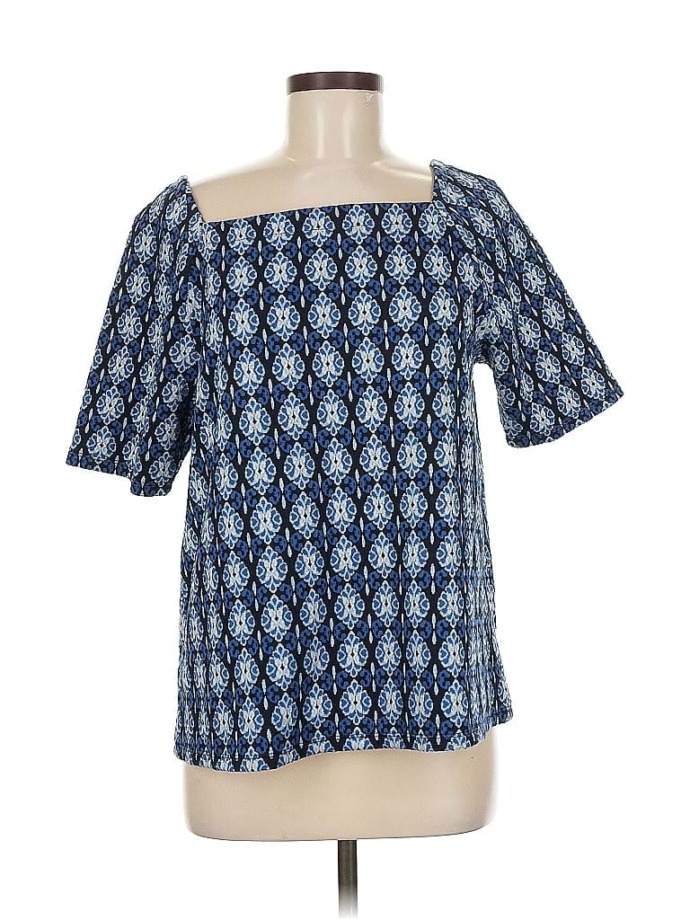 Pre-owned Ann Taylor Loft Short Sleeve Blouse In Blue