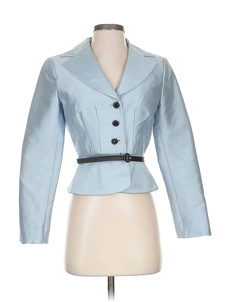 Pre-owned Kay Unger Silk Blazer Jacket In Blue