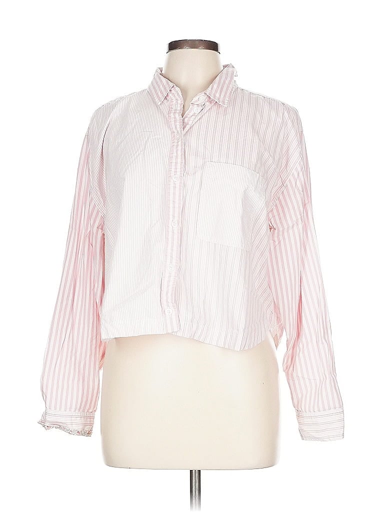 Pre-owned American Eagle Outfitters Long Sleeve Button Down Shirt In Pink