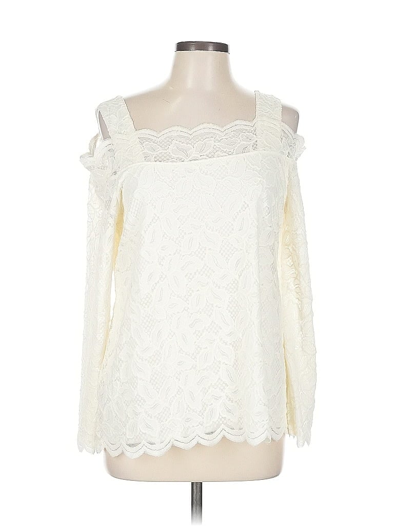 Pre-owned Chico's Long Sleeve Blouse In White