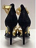 Prada 100% Suede Black Gold Heels Size EU 36 1/2 - photo 3