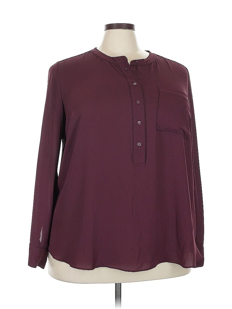 Pre-owned Lane Bryant Long Sleeve Blouse In Burgundy