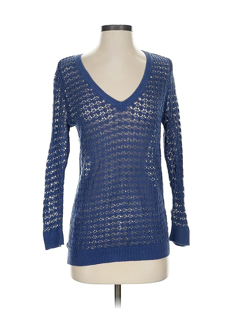 Pre-owned Ann Taylor Loft Outlet Long Sleeve Top Blue V Neck Tops