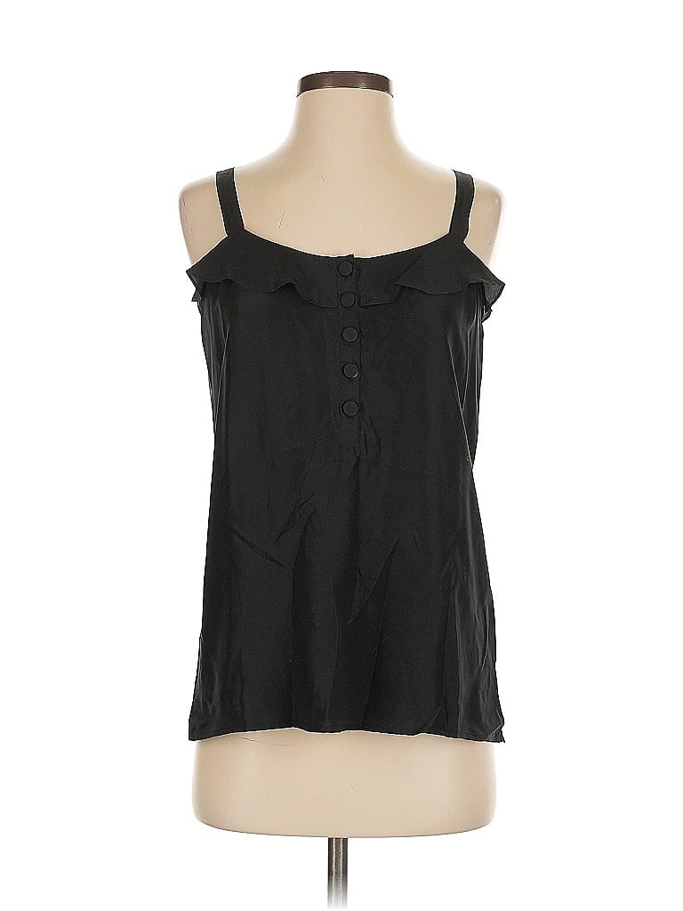 Pre-owned Modern Amusement Sleeveless Silk Top Black Sweetheart Neckline Tops