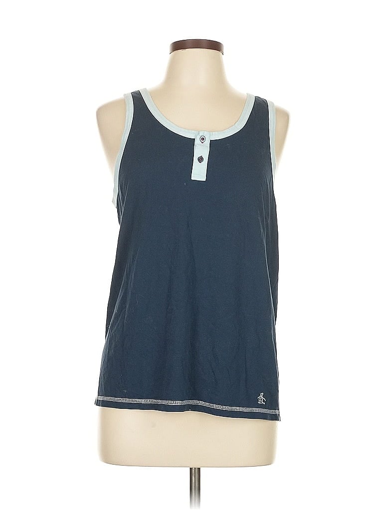 Pre-owned An Original Penguin By Munsingwear Tank Top Blue Halter Neckline Tops