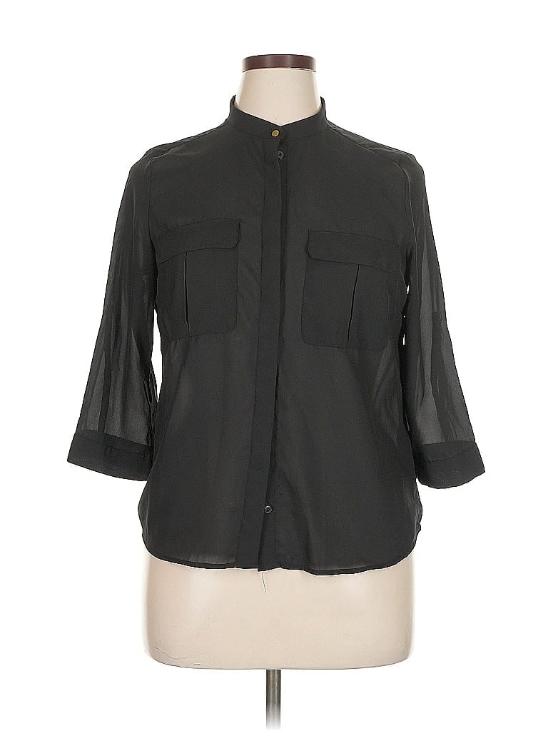 Pre-owned H&m 3/4 Sleeve Blouse In Black
