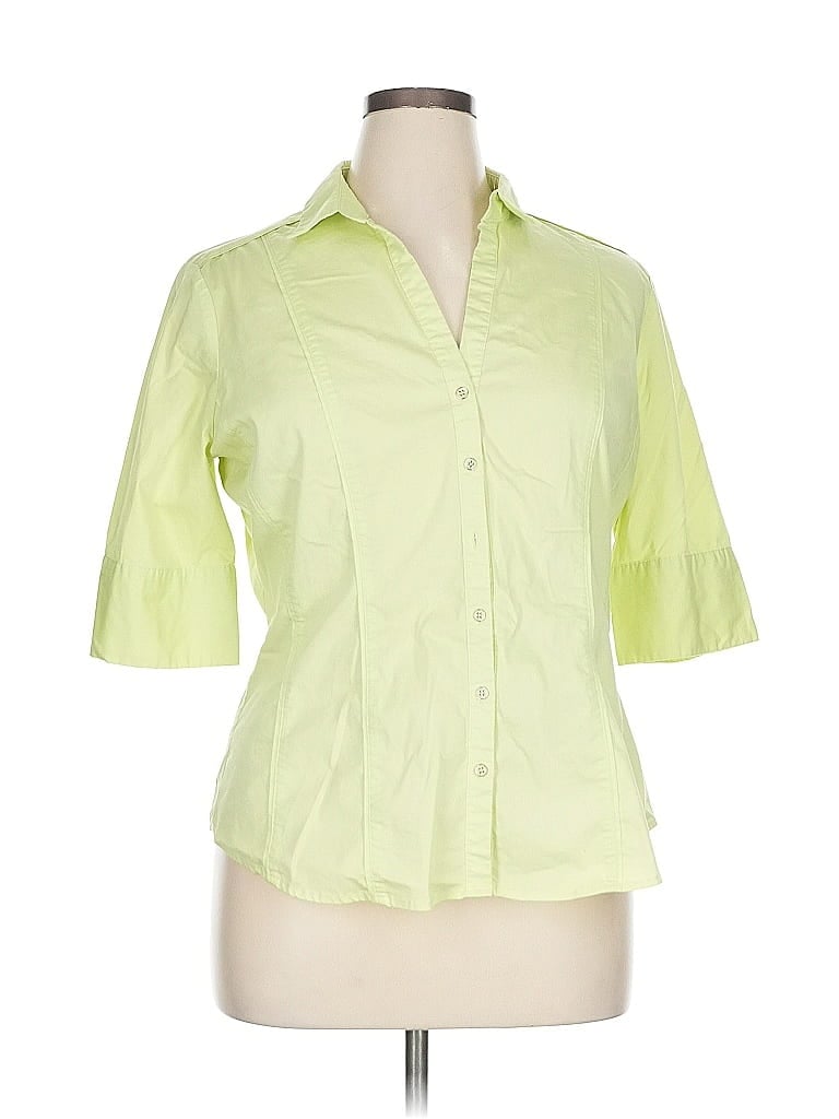 Pre-owned 7th Avenue Design Studio New York & Company 3/4 Sleeve Button Down Shirt In Green