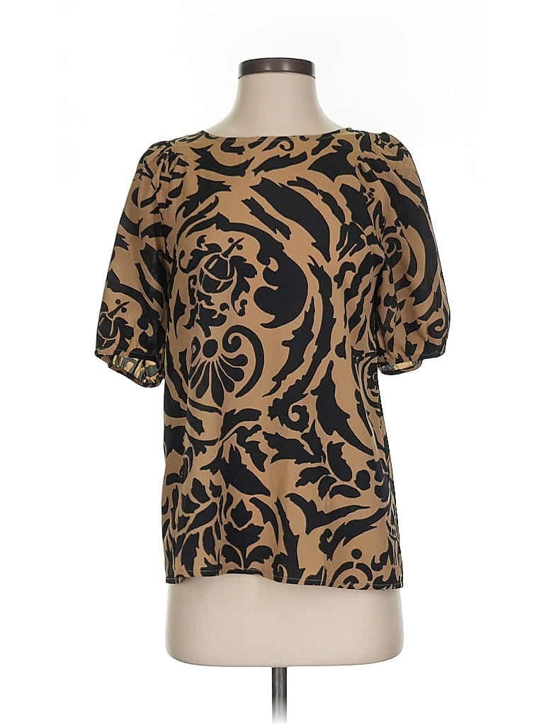 Pre-owned Ann Taylor Loft Short Sleeve Blouse In Gold