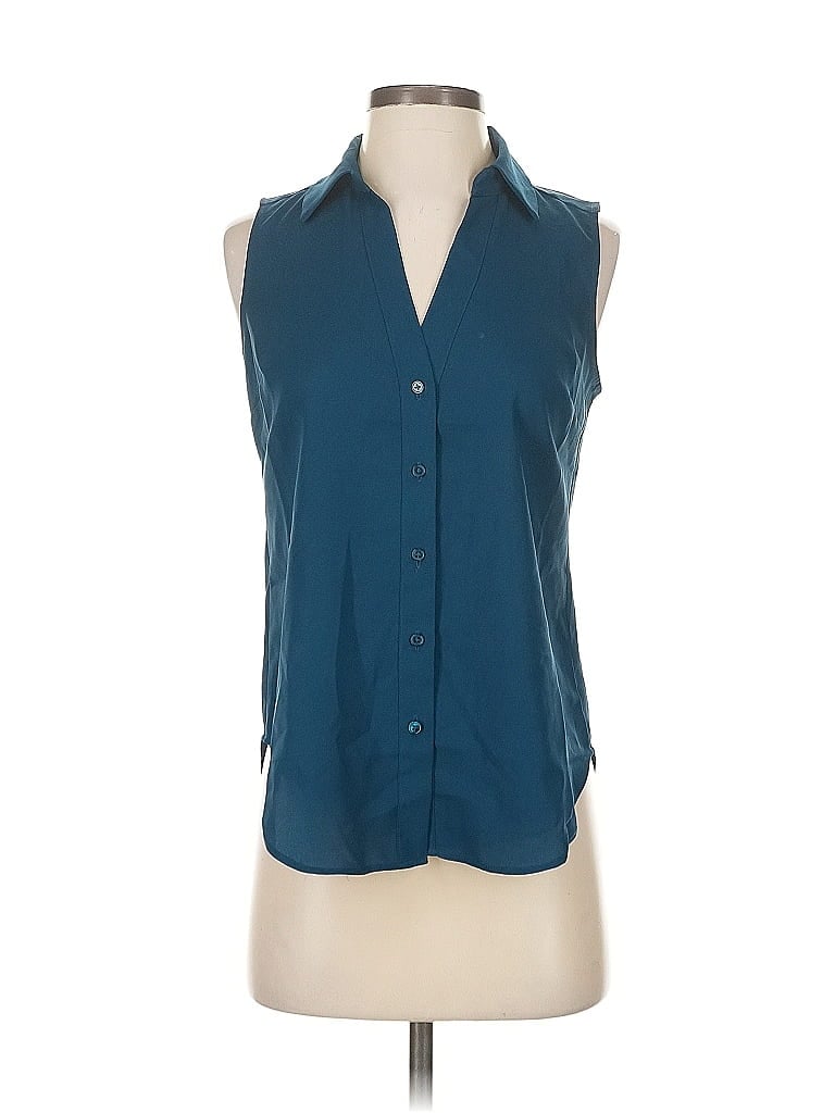 Pre-owned Ann Taylor Factory Sleeveless Blouse In Blue