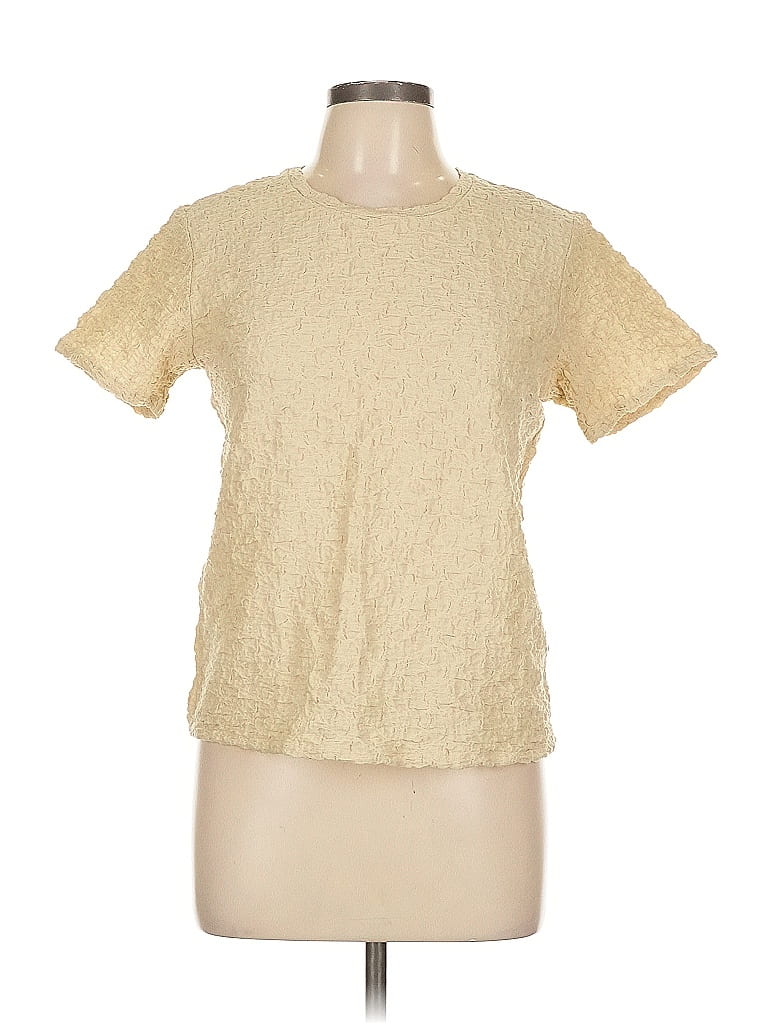 Pre-owned Uniqlo Short Sleeve Top Ivory Crew Neck Tops In White