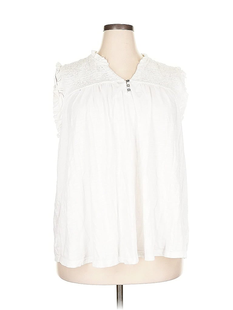 Pre-owned Lane Bryant Sleeveless Blouse In White