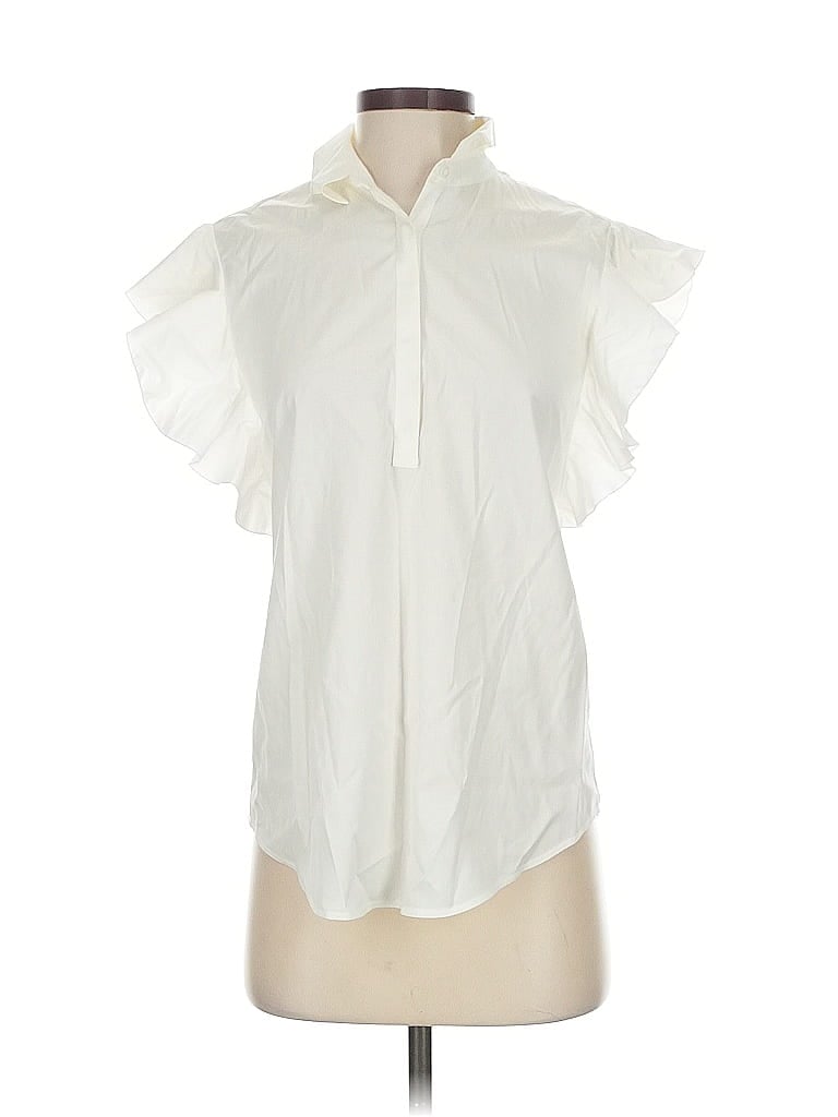 Pre-owned Chico's Short Sleeve Blouse In White