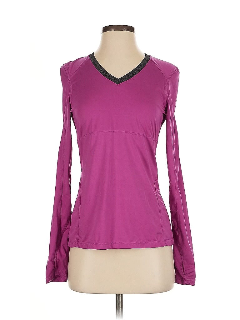 Pre-owned Kyodan Long Sleeve Top Purple V-neck Tops