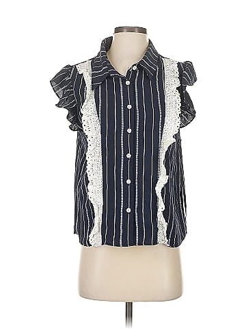 Alice Blue Sleeveless Button-Down Shirt (view 1)