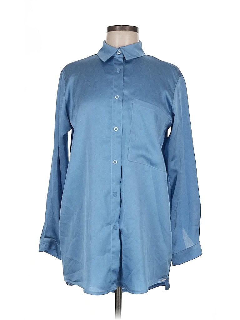 Pre-owned Boohoo Long Sleeve Blouse In Blue