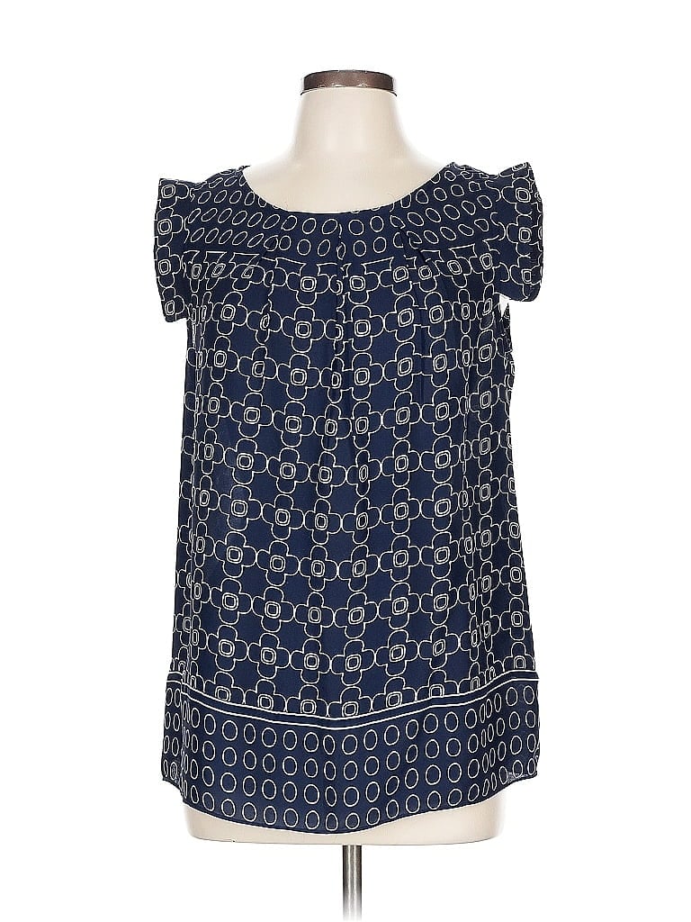 Pre-owned Max Studio Short Sleeve Blouse In Blue