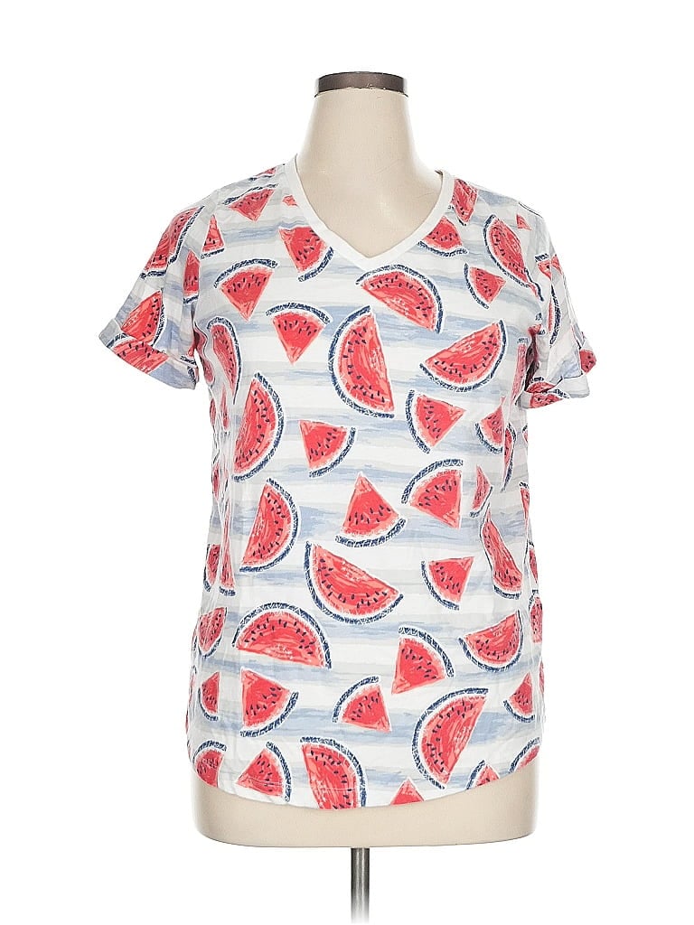 WOMAN WITHIN Pre-owned Short Sleeve T-shirt In White