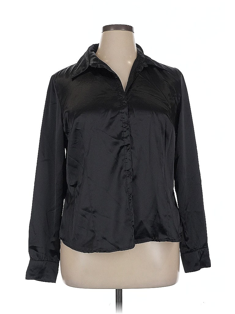 Pre-owned George Long Sleeve Blouse In Black