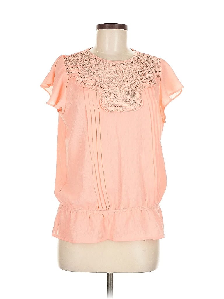 Pre-owned 7th Avenue Design Studio New York & Company Short Sleeve Blouse In Pink